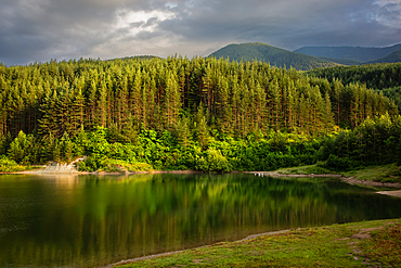 Beautiful artificial lake Krinec in summer in Bansko, Pirin Mountain, Bulgaria, Europe