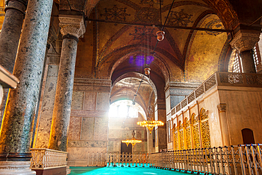 The ray of light in Hagia Sophia right side hall, UNESCO World Heritage Site, Istanbul, Turkey, Europe