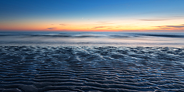 Sunset and sand ripples at Watergate Bay in Cornwall, England, United Kingdom, Europe