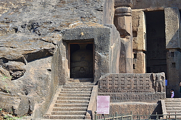 Kanheri caves - Excellent rock-cut Buddhist architecture,2000 year old caves nestled in Western Ghat in Sanjay Gandhi national park Borivali Mumbai India.