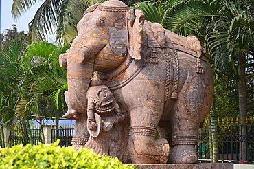 Sculpture of an elephant in the campus of Konark Sun Temple UNESCO World Heritage site Bhubaneswar Odisha India