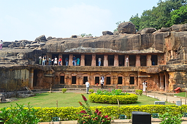 Rani Gumpha 'Cave of the Queen'(cave no. 1) at Udayagiri and Khandagiri located in the outskirt of Bhubaneswar capital of Odisha these caves were built in 1st century BC during the reign of King Kharavela of Kalinga dynasty for the abode of Jain ascetics.