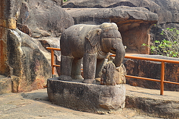 Elephant Statue at Ganesha Gumpha in Udayagiri and hills located in the outskirt of Bhubaneswar capital of Odisha these caves were built around 1st and 2nd century BC during the reign of King Kharavela of Kalinga dynasty for the abode of Jain ascetics.