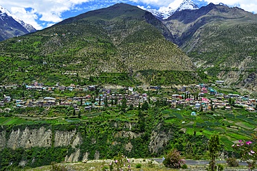 Keylong,district headquarter of lahaul and spiti himachal pradesh india,located along the Manali-Leh Highway on the bank of Bhaga river.viewed from Kardang Monastery