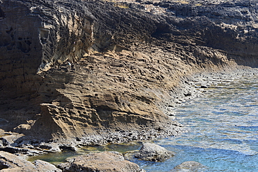 Porous sand stone rocks on Jalandhar Beach near the south pole point in Diu, India, Asia