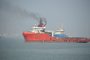 Cargo ships near Mumbai port Maharashtra india.