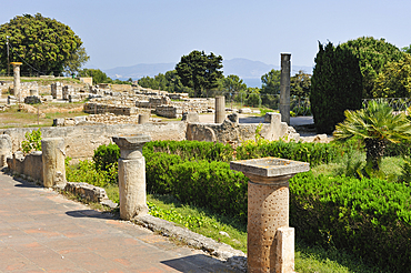 Roman part of the archaeological site of Empuries, Costa Brava, Catalonia, Spain, Europe