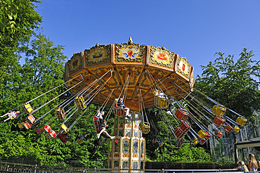 Chair swing ride at Tivoli Friheden, amusement park, Aarhus, Jutland Peninsula, Denmark, Europe