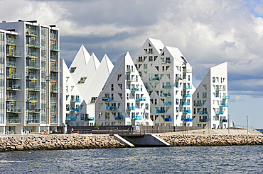 The Iceberg apartment building in the new quarter Aarhus Ø constructed by the expansion of the harbour area, Aarhus, Jutland Peninsula, Denmark, Northern Europe