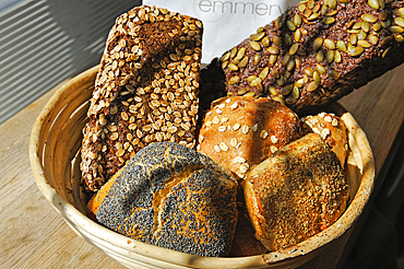 Assorted bread from the Danish bakery Emmerys, Aarhus, Jutland Peninsula, Denmark, Europe