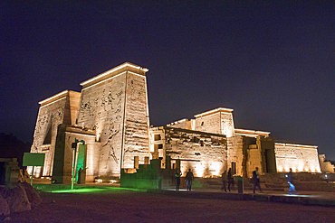 Sound and light show at the Temple of Philae, Temple of Isis, Agilkia Island, Aswan, Egypt, Northeastern Africa