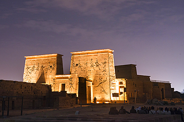 Sound and light show at the Temple of Philae, Temple of Isis, Agilkia Island, Aswan, Egypt, Northeastern Africa