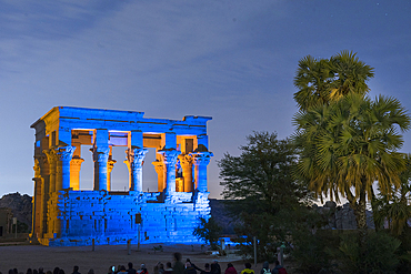 Sound and light show at the Temple of Philae, Trajan's Kiosk, Agilkia Island, Aswan, Egypt, Northeastern Africa