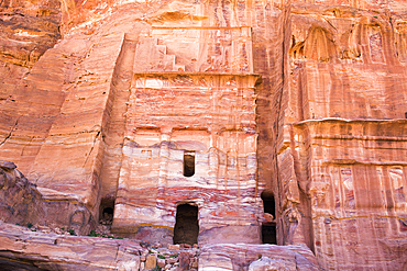 The Royal Tombs in the southern part of the Historic and archaeological Nabataean city of Petra, UNESCO World Heritage Site, Jordan, Near East, Southern Levant, West Asia