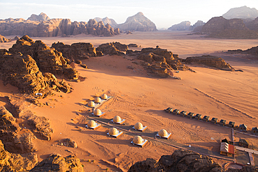 Bubble tents camp in Wadi Rum, UNESCO World Heritage site, Jordan, Near East, Southern Levant, West Asia