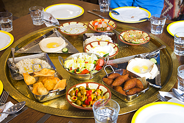 Meze served at Tawaheen El Hawa restaurant, Amman, Jordan, Middle East