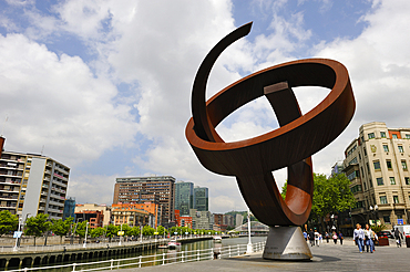 sculpture by Jorge Oteiza in front of City Hall, Bilbao, province of Biscay, Basque Country, Spain,Europe