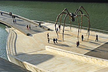 Maman sculpture by the French-American artist Louise Bourgeois, 1911-2010, beside the Guggenheim Museum designed by architect Frank Gehry, Bilbao, province of Biscay, Basque Country, Spain, Europe