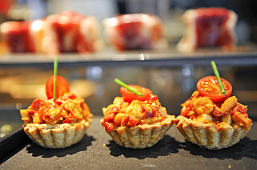 pintxos served at Bokado Bar just beside the San Telmo Museum, San Sebastian, Bay of Biscay, province of Gipuzkoa, Basque Country, Spain,Europe