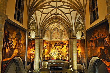 mural paintings, by Jose Maria Sert,in the church of the former Dominican convent housing the San Telmo Museum, San Sebastian, Bay of Biscay, province of Gipuzkoa, Basque Country, Spain,Europe