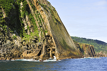 Cliffs along the channel mouth of Pasaia, San Sebastian, Bay of Biscay, province of Gipuzkoa, Basque Country, Spain, Europe