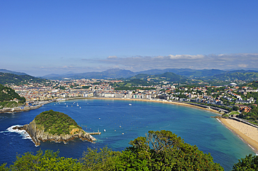 La Concha Bay viewed from the Monte Igeldo, San Sebastian, Bay of Biscay, province of Gipuzkoa, Basque Country, Spain,Europe