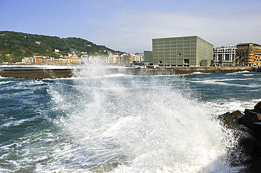 Urumea river estuary and Kursaal Congress Centre and Auditorium by Spanish architect Rafael Moneo, San Sebastian, Bay of Biscay, province of Gipuzkoa, Basque Country, Spain,Europe