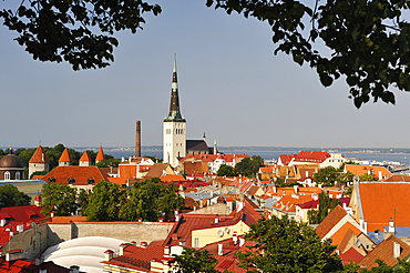 towers and ramparts of the Old Town seen from Kohtu street view platform on Toompea Hill,Tallinn,estonia,northern europe