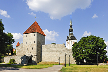 Fortifications tower and Niguliste church, UNESCO World Heritage Site, Tallinn, Estonia, Europe