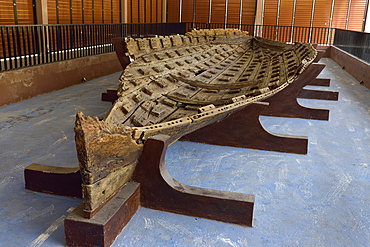 remains of a wooden boat from 7th century, Punjulharjo Village near Lasem, Java island, Indonesia, Southeast Asia