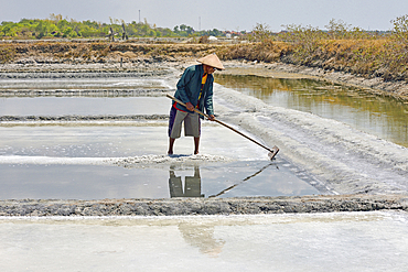 Salt ponds of Punjulharjo Village near Lasem, Java island, Indonesia, Southeast Asia