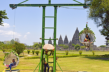 Mobile lifting chair, tourist attraction at Prambanan Temple Compounds, UNESCO World Heritage Site, region of Yogyakarta, Java island, Indonesia, Southeast Asia, Asia