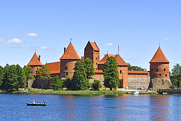 Trakai Castle on an island in Lake Galve, Lithuania, Europe