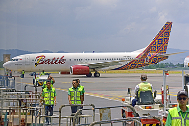 Aircraft of Batik Air compagny on taxiway, Adisutjipto International Airport, Yogyakarta, Java island, Indonesia, Southeast Asia, Asia, Asia