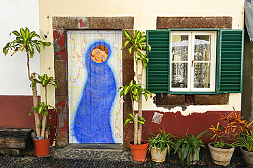 painted doors of Santa Maria street in the old town,Funchal,Madeira island,Atlantic Ocean,Portugal