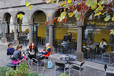 Museum Cafe on the City Hall square,Funchal,Madeira island,Atlantic Ocean,Portugal