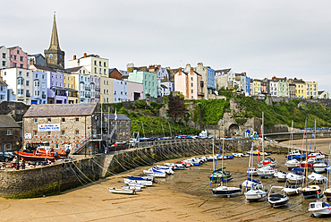 Tenby's harbour, lying on Carmarthen Bay, Pembrokeshire, south-west Wales, United Kingdom,Great Britain,Europe