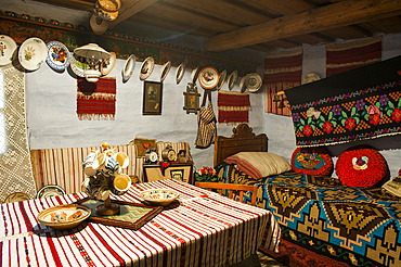 Inside a traditional house, Luca Ioan and Elena guesthouse, village of Sibiel, department of Sibiu, Transylvania, Romania