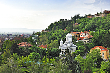 view toward the North beyond the Nicolae Titulescu Park from the Aro Palace hotel,Brasov, Transylvania,Romania,Southeastern and Central Europe