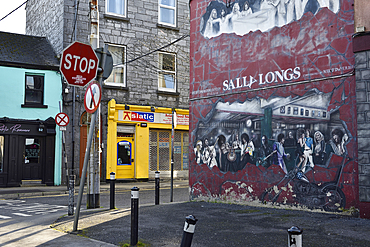 Mural painting at the crossing of Bowling Green and Abbeygate Street Upper, Galway, Connemara, County Galway, Connacht, Republic of Ireland