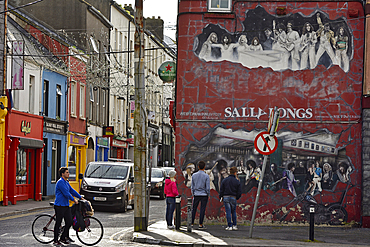 mural painting at the crossing of Bowling Green and Abbeygate Street Upper, Galway, Connemara, County Galway, Republic of Ireland, North-western Europe