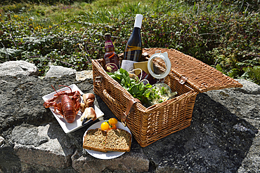 picnic hamper prepared by Connemara Organic Seaweed from the village of Lettermullan on Lettermullan island, west coast, County of Galway, Connemara, Republic of Ireland, North-western Europe