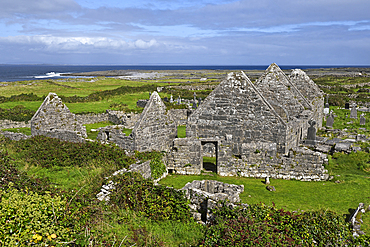 Ruins of Na Seacht dTeampaill (The Seven Churches), Inishmore, largest Aran Island, Galway Bay, County Galway, Connacht, Republic of Ireland