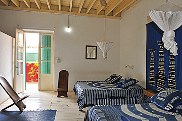 bedroom of Hostellerie du Chevalier de Bouffflers, Ile de Goree (Goree Island), Dakar,Senegal, West Africa