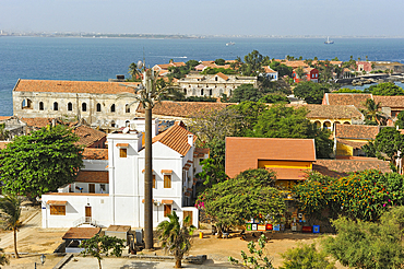 View of the village from the Castel, Ile de Goree (Goree Island), UNESCO, Dakar, Senegal, West Africa