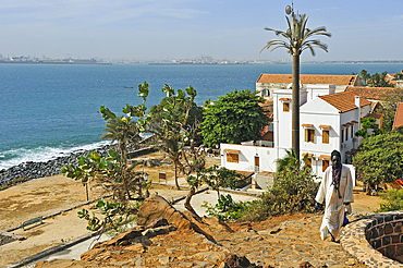 overview of the village from the Castel, Ile de Goree (Goree Island), Dakar,Senegal, West Africa