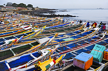 Fishing dugout boats at Soumbedioun, Dakar, Senegal, West Africa