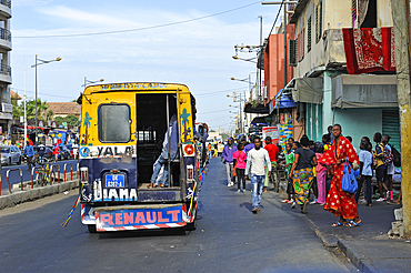 Colourful bus in a street of Dakar, Senegal, West Africa