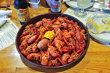 crayfish served at the Floyds Cajun Seafood restaurant, Beaumont, Texas, United States of America, North America