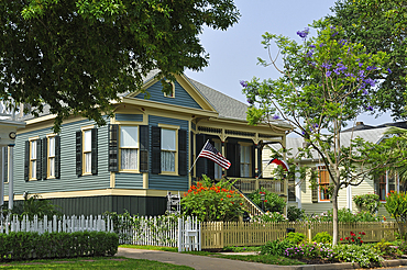 Houses on Avenue M Rear, Residential area, City of Galveston, Galveston island, Gulf of Mexico, Texas, United States of America